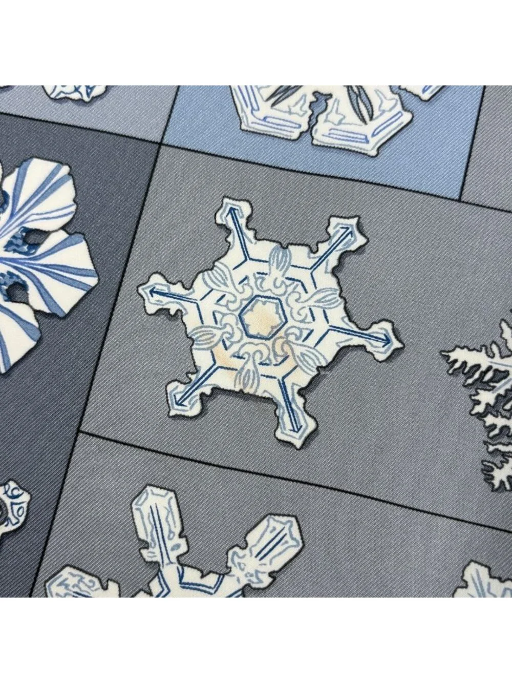 Hermes Carre 90 Feux de L'hiver Winter Fire Scarf Silk Gray Blue